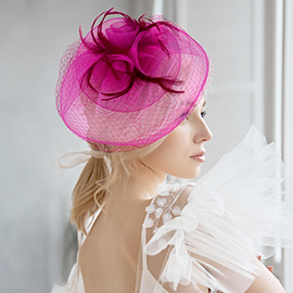 Feather Mesh Flower Fascinator / Headband