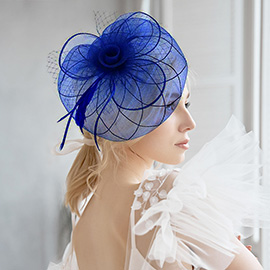 Feather Mesh Flower Fascinator / Headband