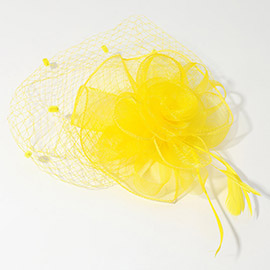 Flower Feather Mesh Fascinator / Headband