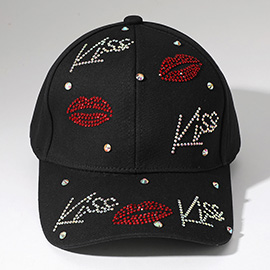 Bling Kiss Message Lips Patterned Baseball Cap