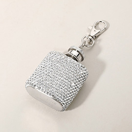 1oz Bling Studded Stainless Steel Mini Flask Keychain / Bag Charm