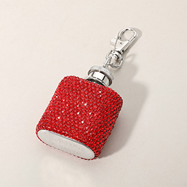 Bling Studded Stainless Steel Mini Flask Keychain / Bag Charm