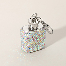 Bling Studded Stainless Steel Mini Flask Keychain / Bag Charm