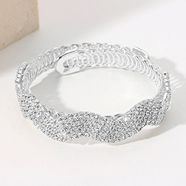 CZ Stone Paved Wavy Adjustable Evening Bracelet