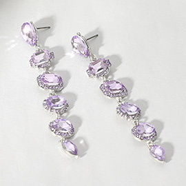 Glass Stone Cluster Link Dropdown Evening Earrings