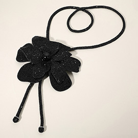 Bling Studded Flower Pointed Bolo Tie Necklace