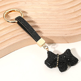 Bling Studded Dog Dangle Keychain / Bag Charm