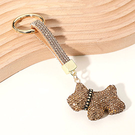 Bling Studded Dog Dangle Keychain / Bag Charm