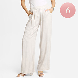 Elastic Waist Striped Wide Leg Pants