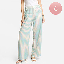 Elastic Waist Striped Wide Leg Pants