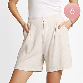 Elastic Waistband Linen Shorts