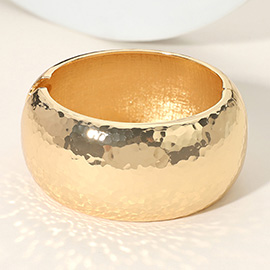 Hammered Metal Hinged Bangle Bracelet