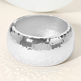 Hammered Metal Hinged Bangle Bracelet