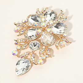 Flower Glass Stone Cluster Pin Brooch