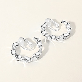 Twisted Metal Hoop Clip On Earrings