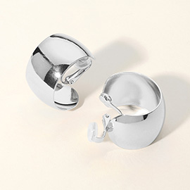 Wide Metal Hoop Clip On Earrings