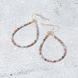 Beaded Open Teardrop Dangle Earrings