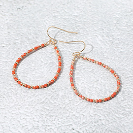 Beaded Open Teardrop Dangle Earrings