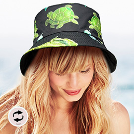 Reversible Sea Turtle Print Bucket Hat