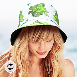 Reversible Sea Turtle Print Bucket Hat