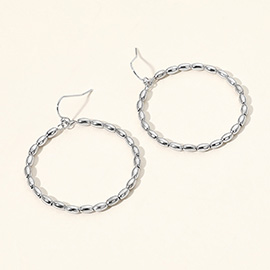 Metal Beaded Open Circle Dangle Earrings