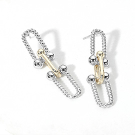 14K Gold Plated Two Tone Hardware Link Earrings