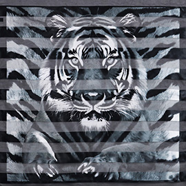 Silky Satin Feel Tiger Print Square Scarf