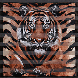 Silky Satin Feel Tiger Print Square Scarf