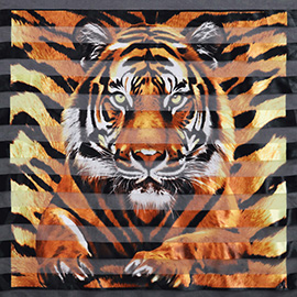 Silky Satin Feel Tiger Print Square Scarf