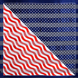 Silky Satin Feel American USA Flag Print Square Scarf