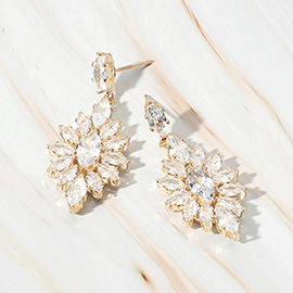 Marquise Stone Cluster Dangle Evening Earrings