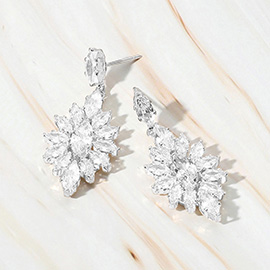 Marquise Stone Cluster Dangle Evening Earrings