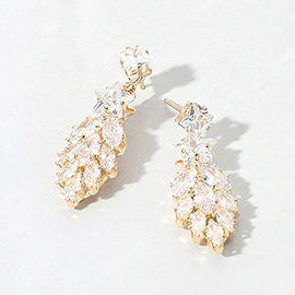 Star Marquise CZ Stone Cluster Dangle Evening Earrings