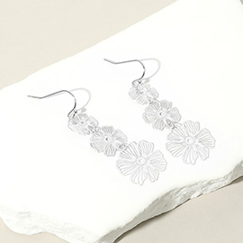 Triple Metal Filigree Flower Link Dropdown Earrings