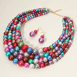 Pearl Multi Strand Bib Necklace