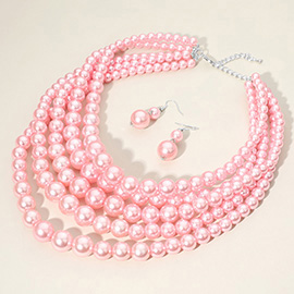 Pearl Multi Strand Bib Necklace