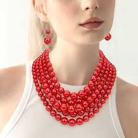 Pearl Multi Strand Bib Necklace