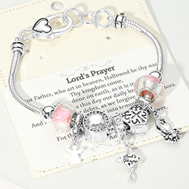 Lords Prayer Angel Heart Multi Bead Bracelet