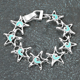 Sea Glass Starfish Link Magnetic Bracelet