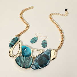 Abstract Celluloid Acetate Plate Pointed Statement Necklace