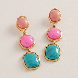 Vintage Multi Color Stone Drop Earrings
