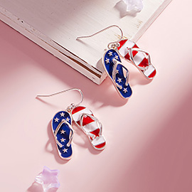 American USA Enamel Flip Flop Dangle Earrings