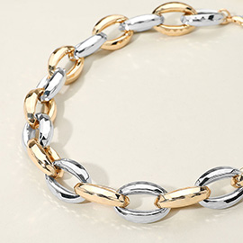 Chunky Two Tone Link Chain Necklace