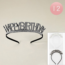 12PCS - Glittered HAPPY BIRTHDAY Message Headbands