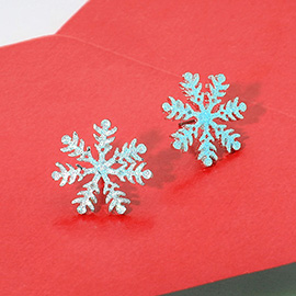 Glittered Snowflake Stud Earrings