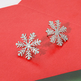 Glittered Snowflake Stud Earrings