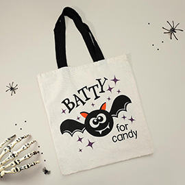 BATTY FOR CANDY Halloween Message Tote Bag