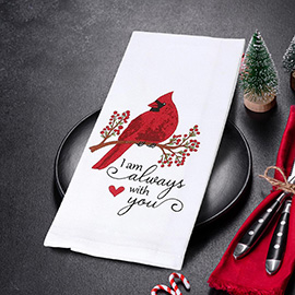 Holiday Cardinal Memorial Message Kitchen Towel