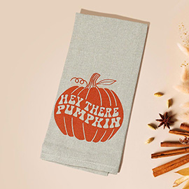 Retro HEY THERE PUMPKIN Printed Fall Kitchen Towel