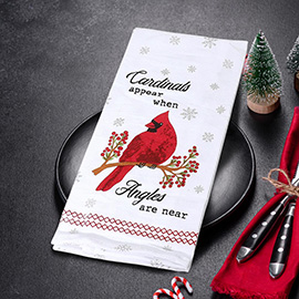 Cardinals Appear When Angles Are Near Holiday Kitchen Towel